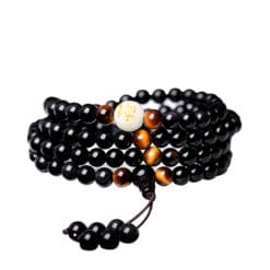 Bracelet Mala Obsidienne Noire 108 Perles Thérapie Magnétique